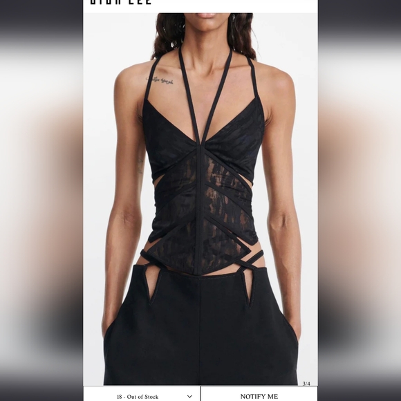 NWT dion lee black corset top size 6 - Picture 3 of 5